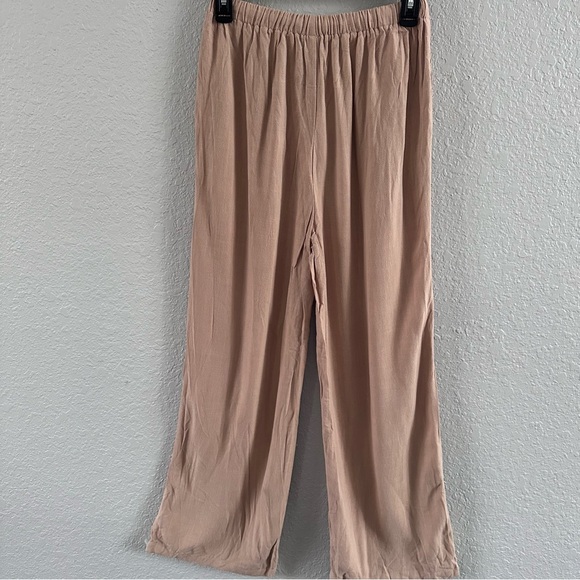 Lillusory NWT Beige Linen Blend Wide Leg Pants Elastic Waist Small - Picture 4 of 10